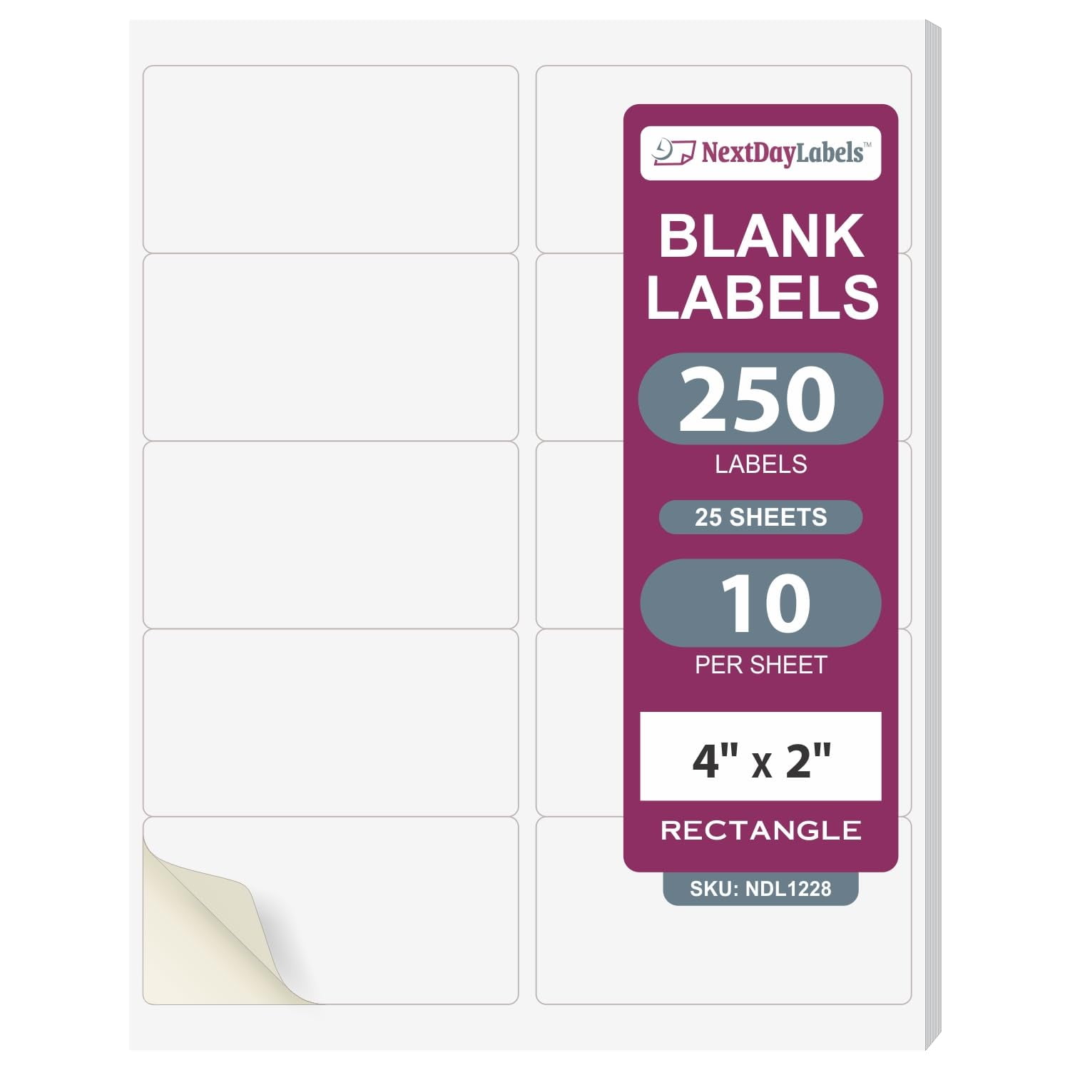 NextDayLabels â€“ 4â€ x 2â€ Rectangular Sticker Labels for Printer ...