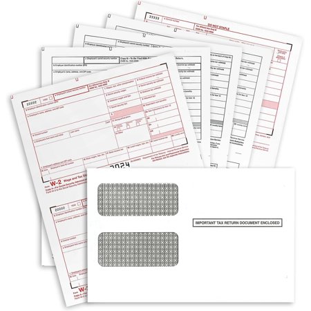 NextDayLables - W2 Forms 2024, 4 Part Tax Forms, (Set of 50 with Self Seal Envelopes) Laser Ink/Jet Forms for QuickBooks and Accounting Software