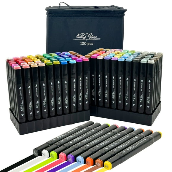 NextG Ideaz 120 Color Dual Tip Alcohol Based Ink Art Markers, Fine & Broad Tips for Sketching, Drawing, Coloring