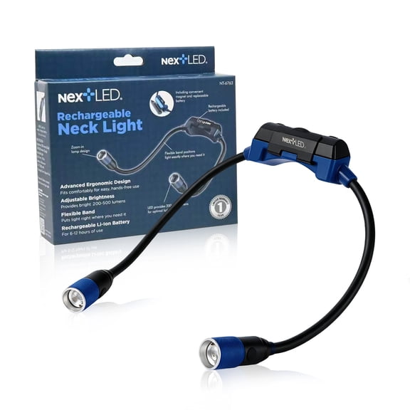 NextLED NT-6763 Heavy Duty Rechargeable Neck Light with Magnetic Base, IPX4, 2200mAh Battery, LED Mechanic Neck Light Hands Free, Flexible Around The Neck Flashlight, Neck Work Light Rechargeable