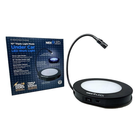 NextLED Under Car Rechargeable LED Work Light, 3 Lights in 1, Flood/UV Leak Detection/18?? Flex Neck Detailing Light