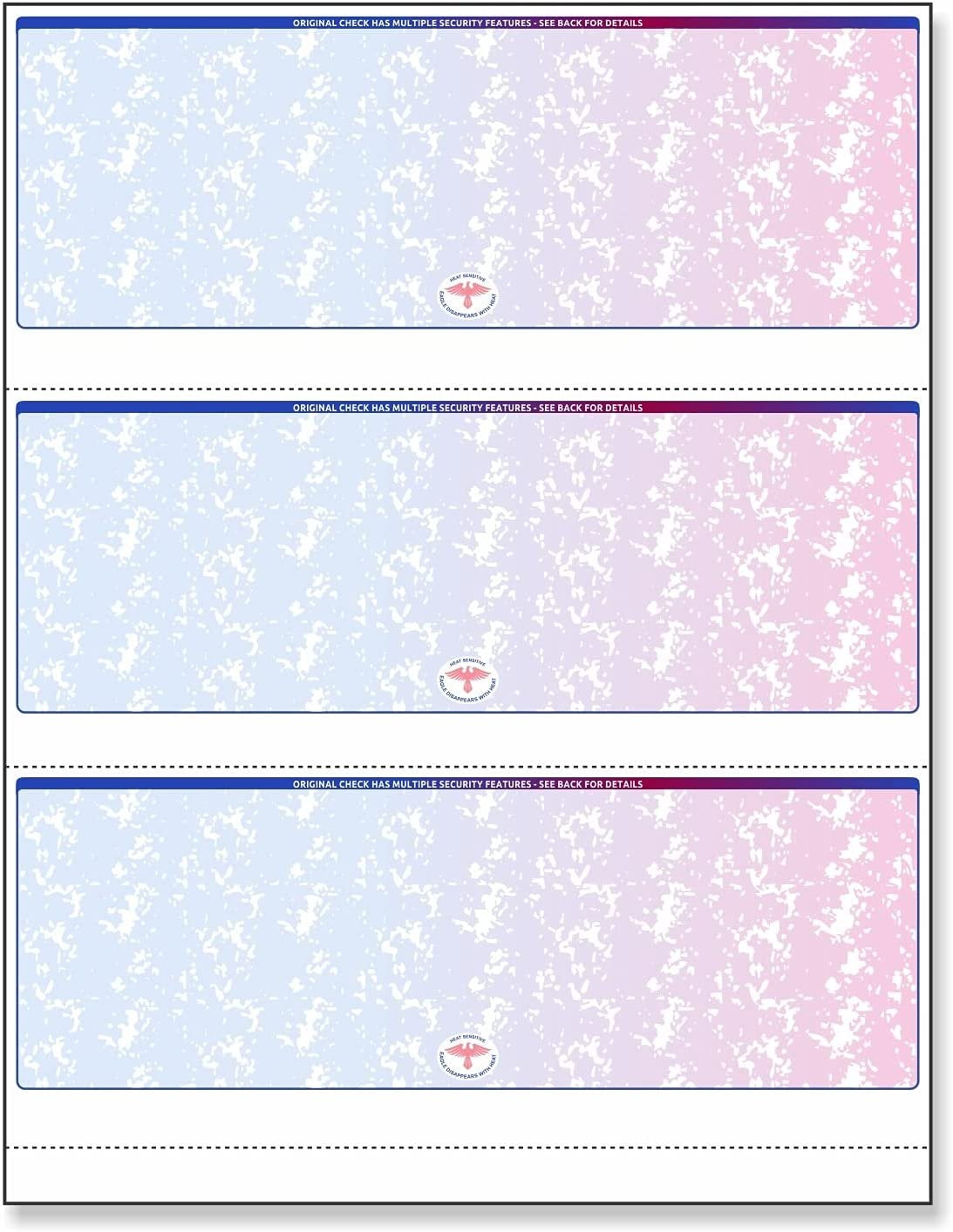 NextSecure Blank Laser/Ink-Jet Checks, 500 Sheets Per Pack Red-Blue Prismatic 3 Per Page