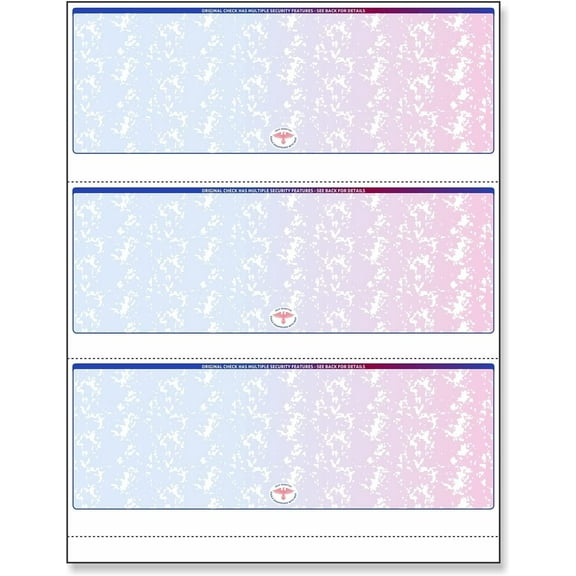NextSecure Blank Laser/Ink-Jet Checks, 500 Sheets Per Pack Red-Blue Prismatic 3 Per Page