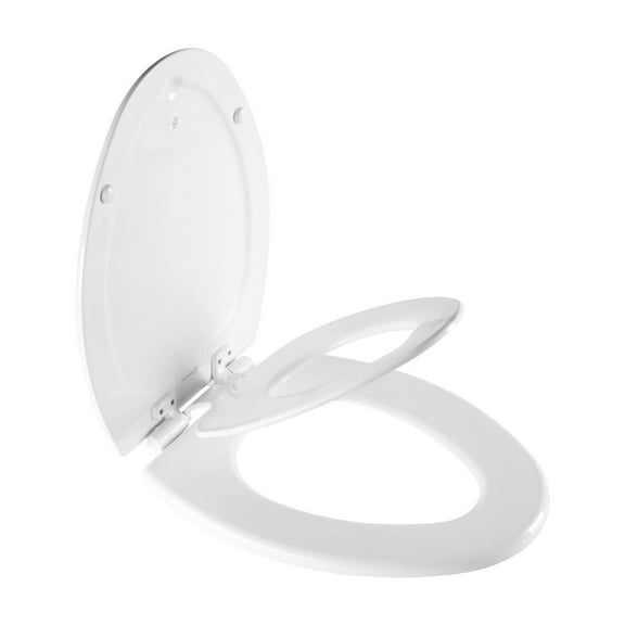 NextStep2 Never Loosens Wood Children's Potty Training Toilet Seat with Easy Clean and Slow Close Hinge - Elongated - White