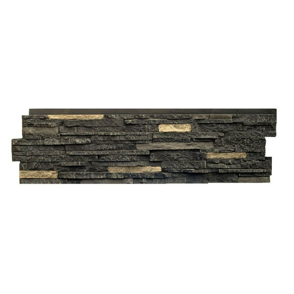 NextStone Polyurethane Faux Stone Siding Panel- Stacked Stone Bedford Charcoal 13.25 in. x 46.5 in. for Home Improvements/ DIY Friendly (5-Pack)