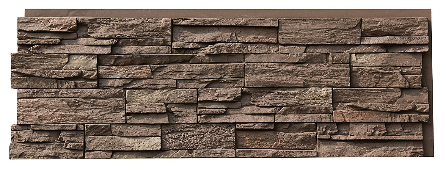 NextStone Polyurethane Faux Stone Siding Panel- Country Ledgestone Himalayan Brown 43.5 in x 15.5 in. for Home Improvements/ DIY Friendly (4-Pack)