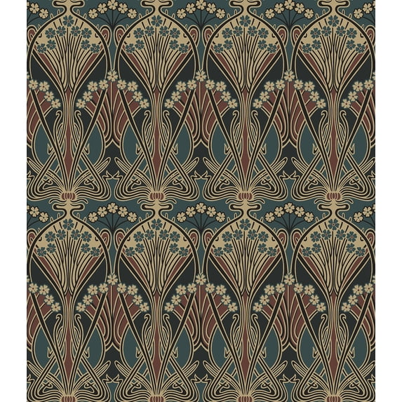 NextWall Aegean Blue & Clay Deco Dragonfly Peel and Stick Wallpaper
