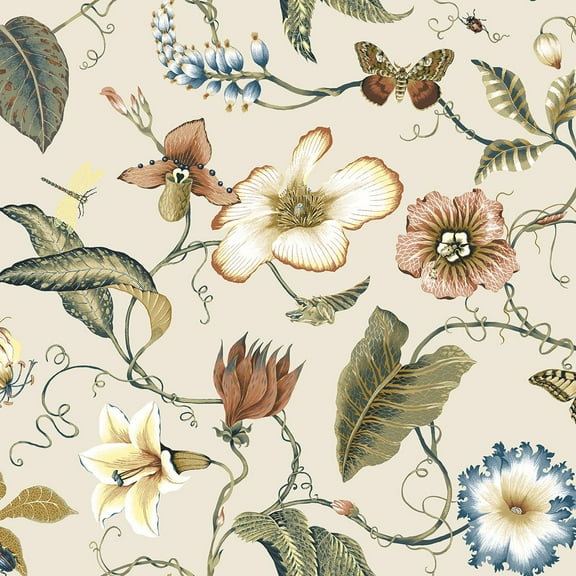NextWall Alabaster Summer Garden Floral Peel and Stick Wallpaper
