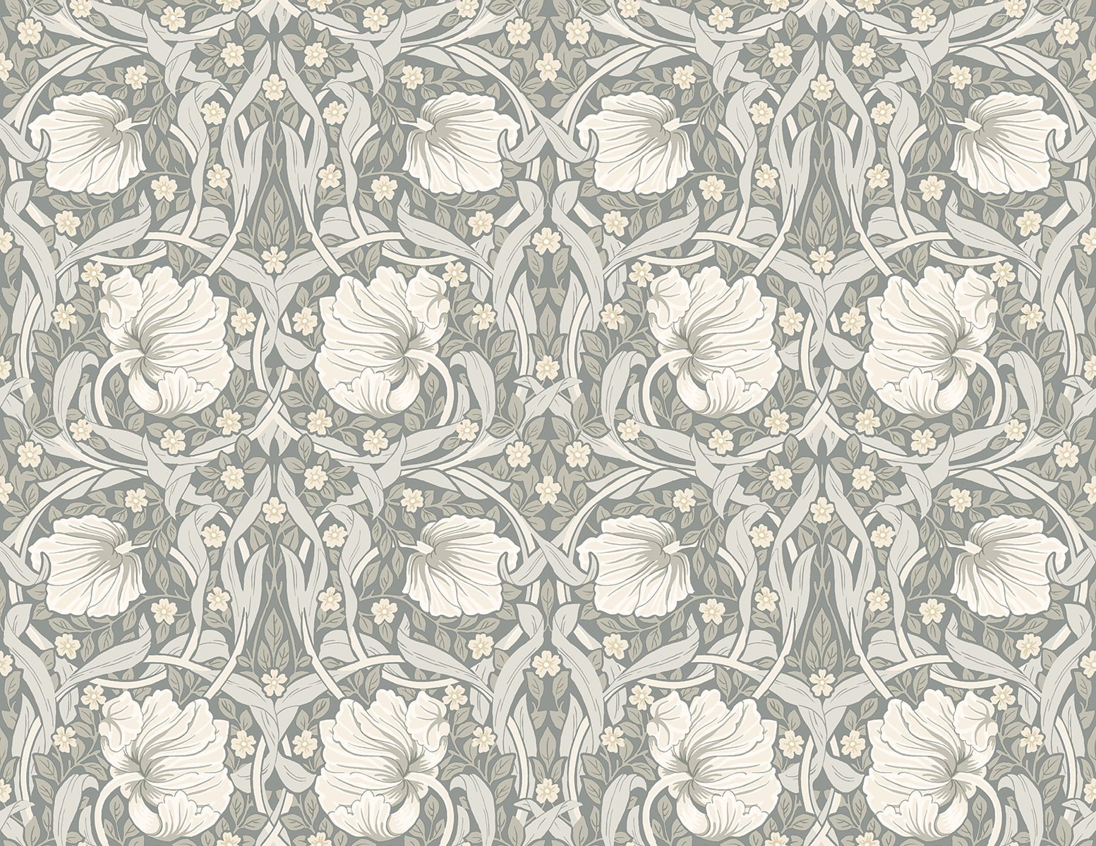 Alloy Grey and Alabaster Floral Vinyl Peel and Stick Wallpaper