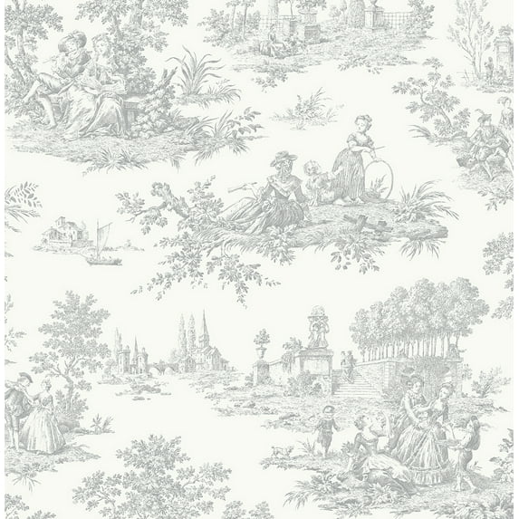 NextWall Argos Grey Chateau Toile Peel and Stick Wallpaper