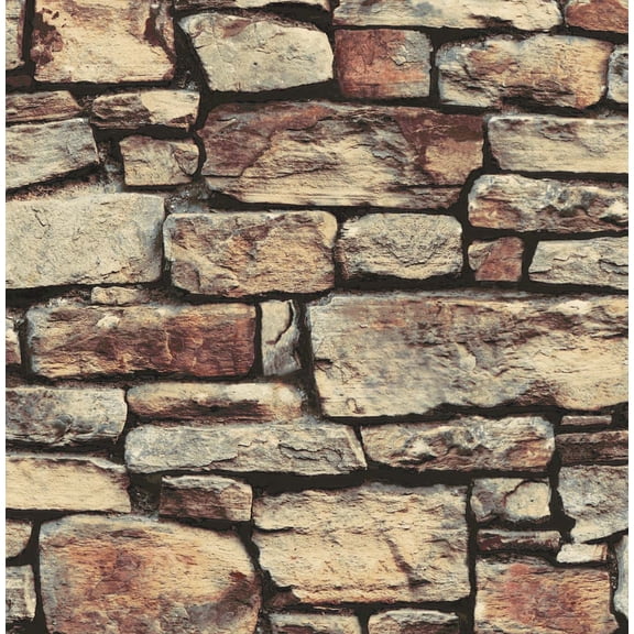 NextWall Arthouse Cornish Faux Stone Peel and Stick Wallpaper 20.5 in. W x 18 ft. L - Warm Natural