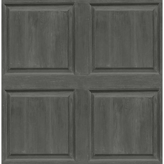 NextWall Arthouse Washed Faux Panel Peel and Stick Wallpaper 20.5 in. W x 18 ft. L - Charcoal