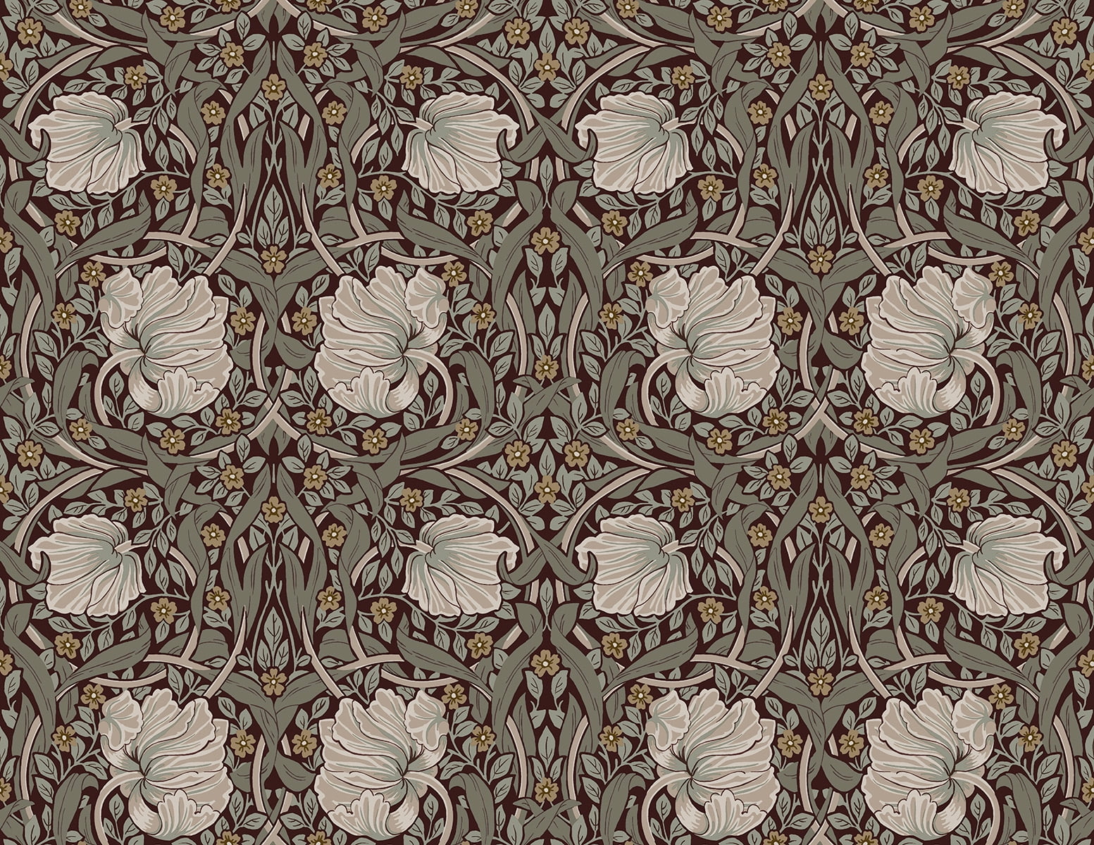 Auburn & Eucalyptus Floral Peel and Stick Wallpaper