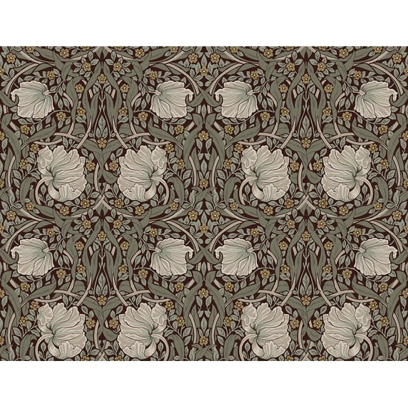 NextWall Auburn & Eucalyptus Pimpernel Floral Peel and Stick Wallpaper