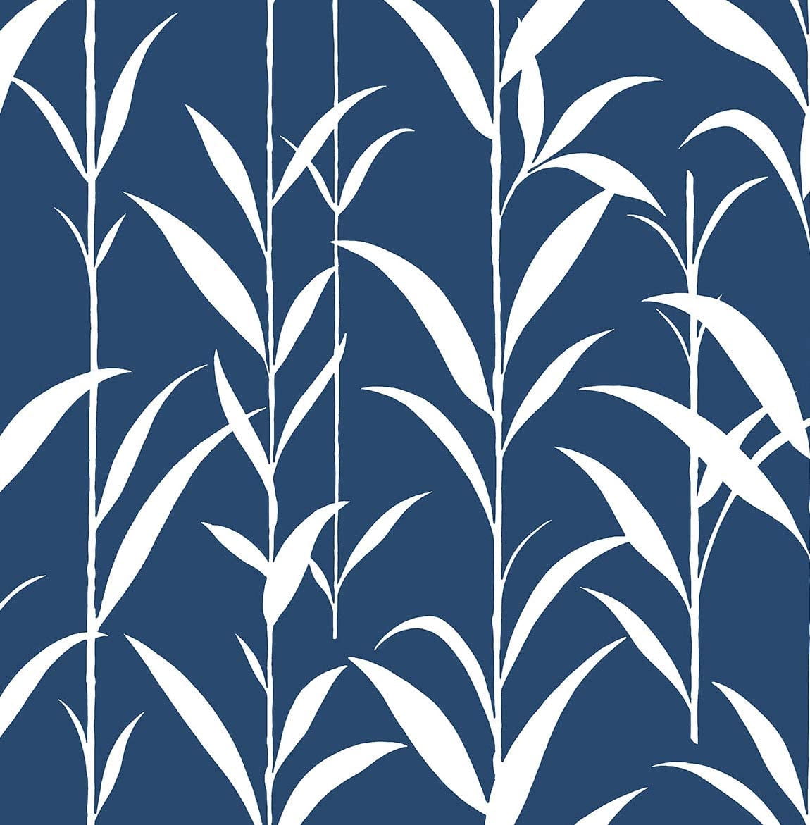 NextWall Bamboo Leaves Peel and Stick Wallpaper (Navy Blue)