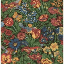 NextWall Bird Floral Peel and Stick Wallpaper 20.5 in. W x 18 ft. L - Carmine & Blue Lagoon