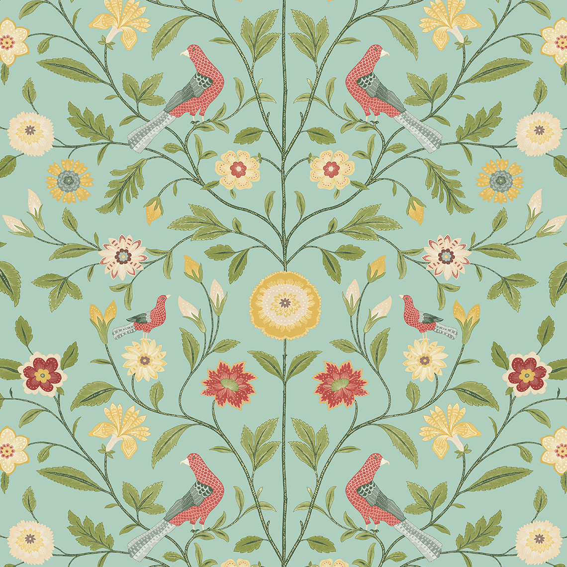 NextWall  Bird Toile Peel and Stick Wallpaper 20.5 in. W x 18 ft. L - Aquamarine