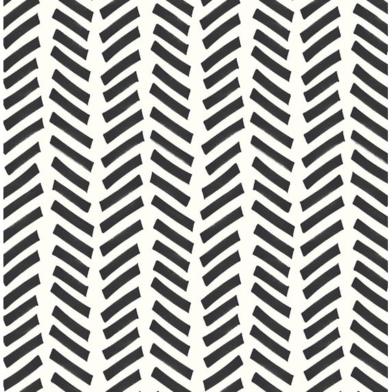 NextWall Black Mod Chevron Peel and Stick Wallpaper