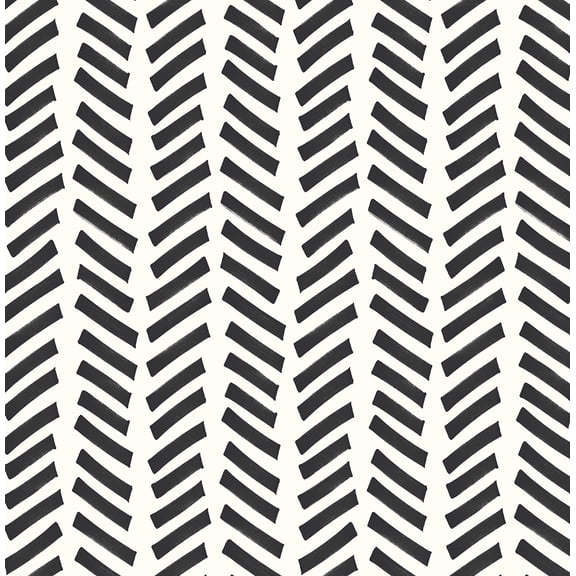 NextWall Black Mod Chevron Peel and Stick Wallpaper