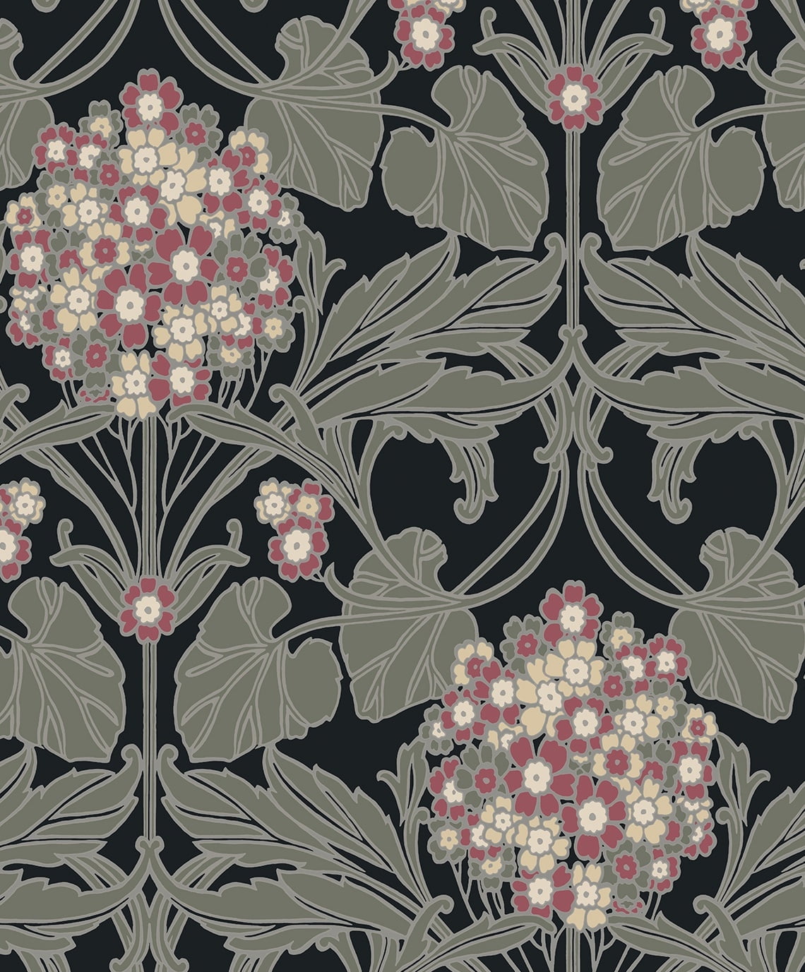 NextWall Black & Rosewood Hydrangea Floral Peel and Stick Wallpaper - 20.9 in. W x 18 ft. L Roll