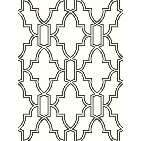 NextWall  Black and White Tile Trellis Peel and Stick Wallpaper - 20.5 in. W x 18 ft. L