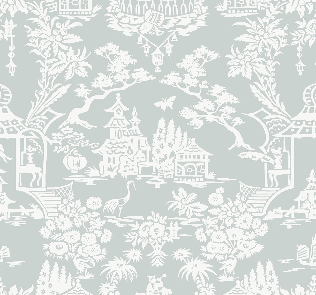 Blue and White Chinoiserie Vinyl Peel & Stick Wallpaper