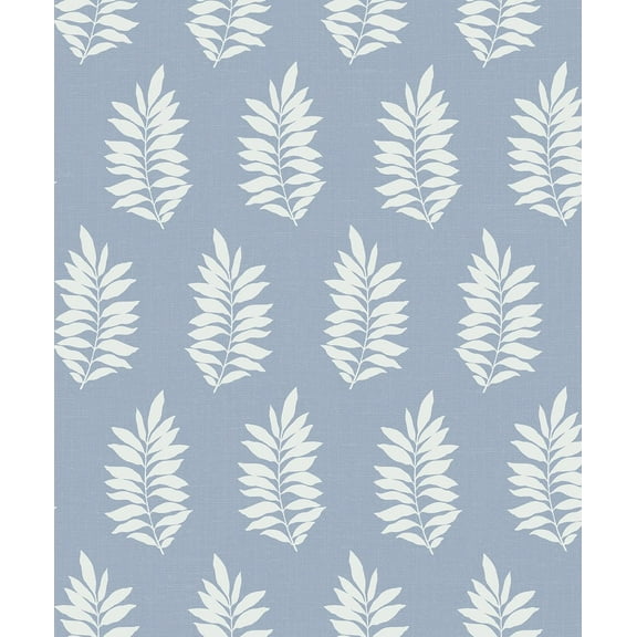 NextWall Blue Mist Pinnate Leaf Silhouette Peel and Stick Wallpaper - 20.9 in. W. x 18 ft. L. Roll