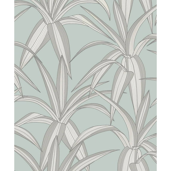 NextWall Blue Mist Tossed Cradle Plant Peel and Stick Wallpaper