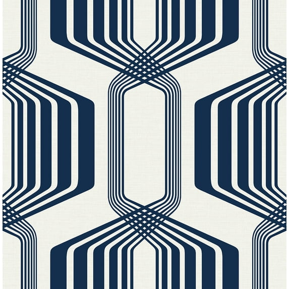 NextWall Blue Sapphire Striped Geo Peel and Stick Wallpaper