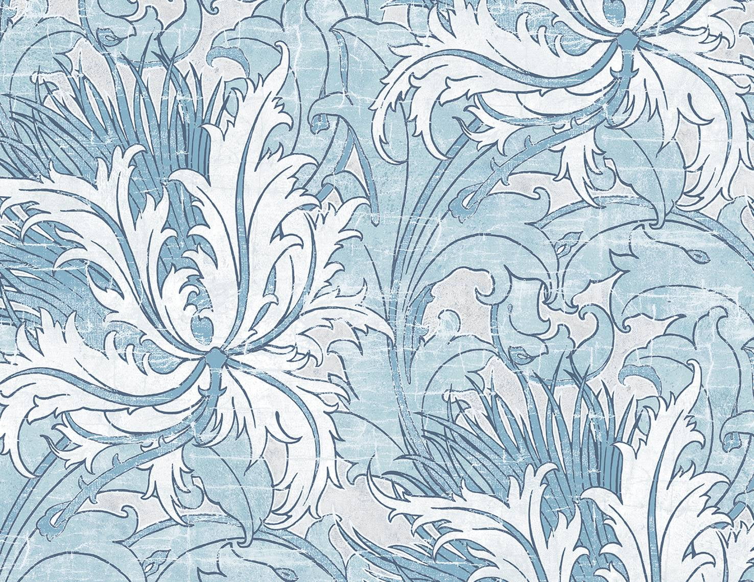 NextWall Blue Waterfall Floral Folly Peel and Stick Wallpaper