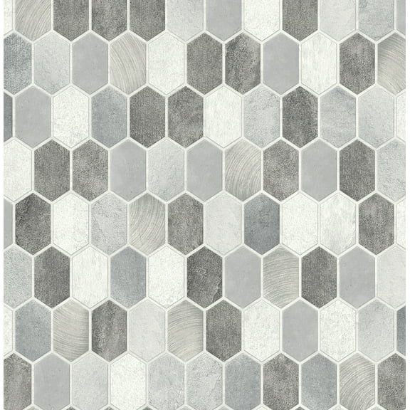NextWall Brushed Hex Tile Peel and Stick Wallpaper
