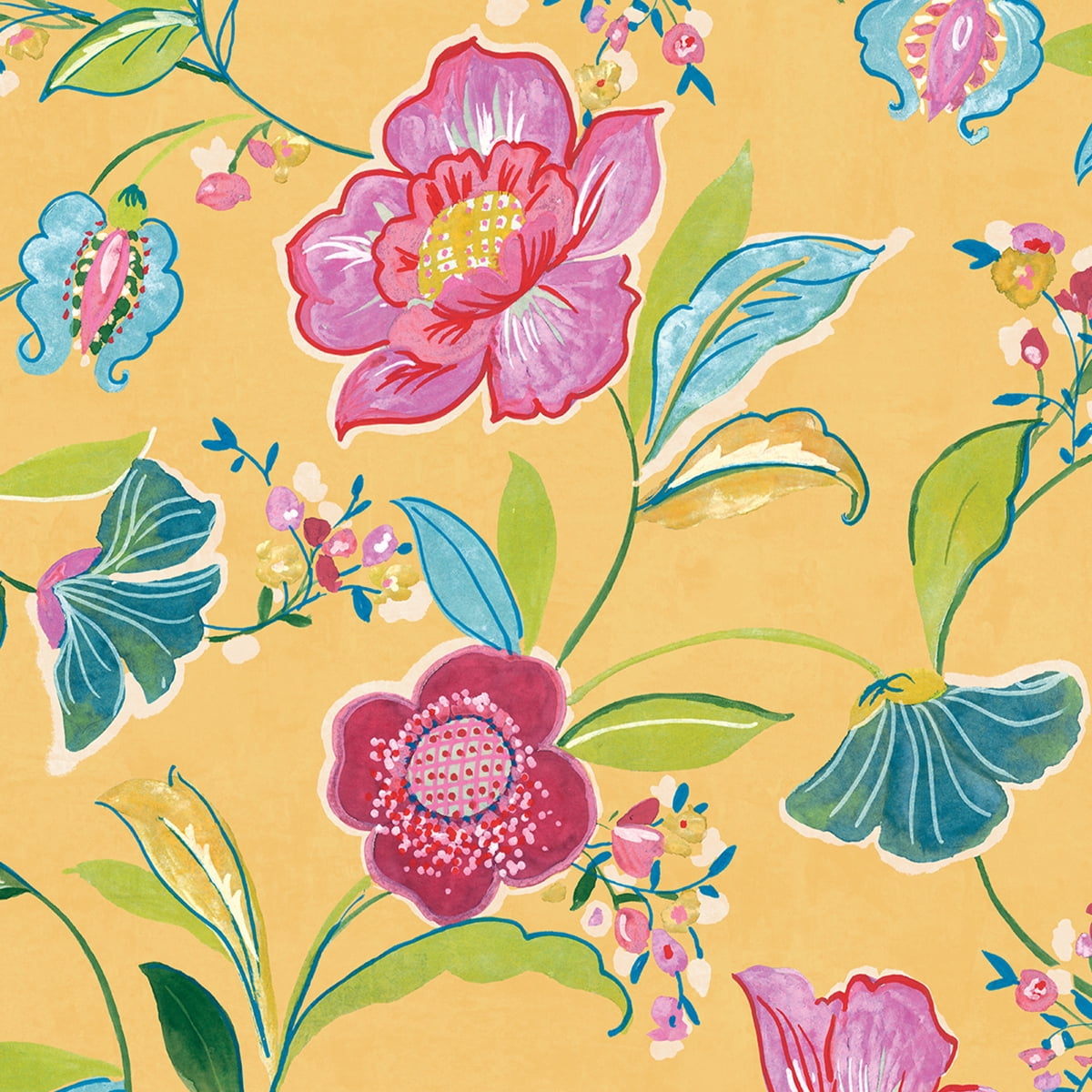 NextWall Cantaloupe Painterly Floral Peel and Stick Wallpaper