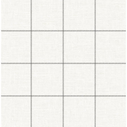 NextWall Charcoal & Linen Classic Striped Check Peel and Stick Wallpaper - 20.5 in. W x 18 ft. L Roll