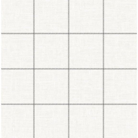 NextWall Charcoal & Linen Classic Striped Check Peel and Stick Wallpaper - 20.5 in. W x 18 ft. L Roll