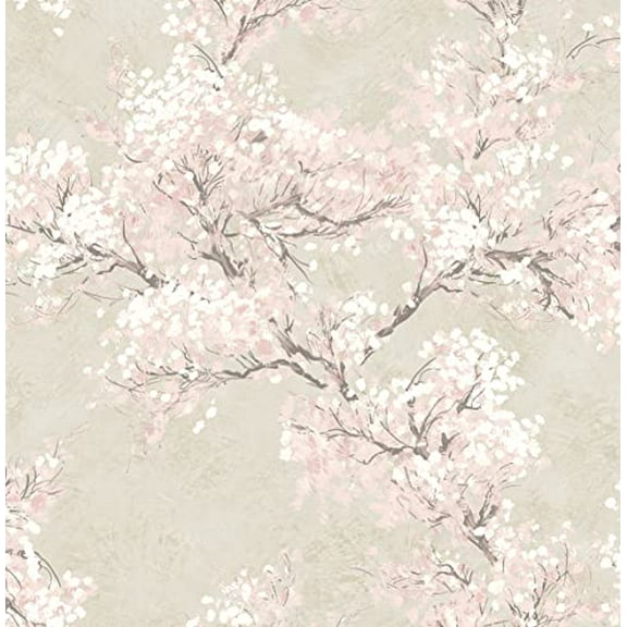 NextWall Cherry Blossom Grove Impressionistic Peel and Stick Wallpaper (Parchment & Rose)