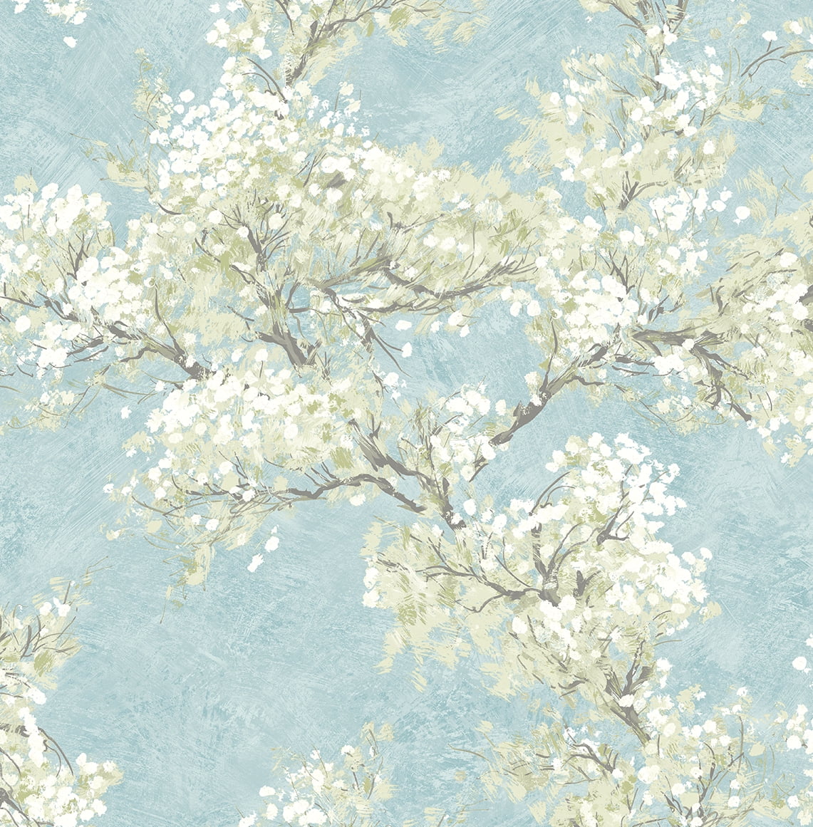 Blue Mist and Green Tea Floral Peel and Stick Wallpaper