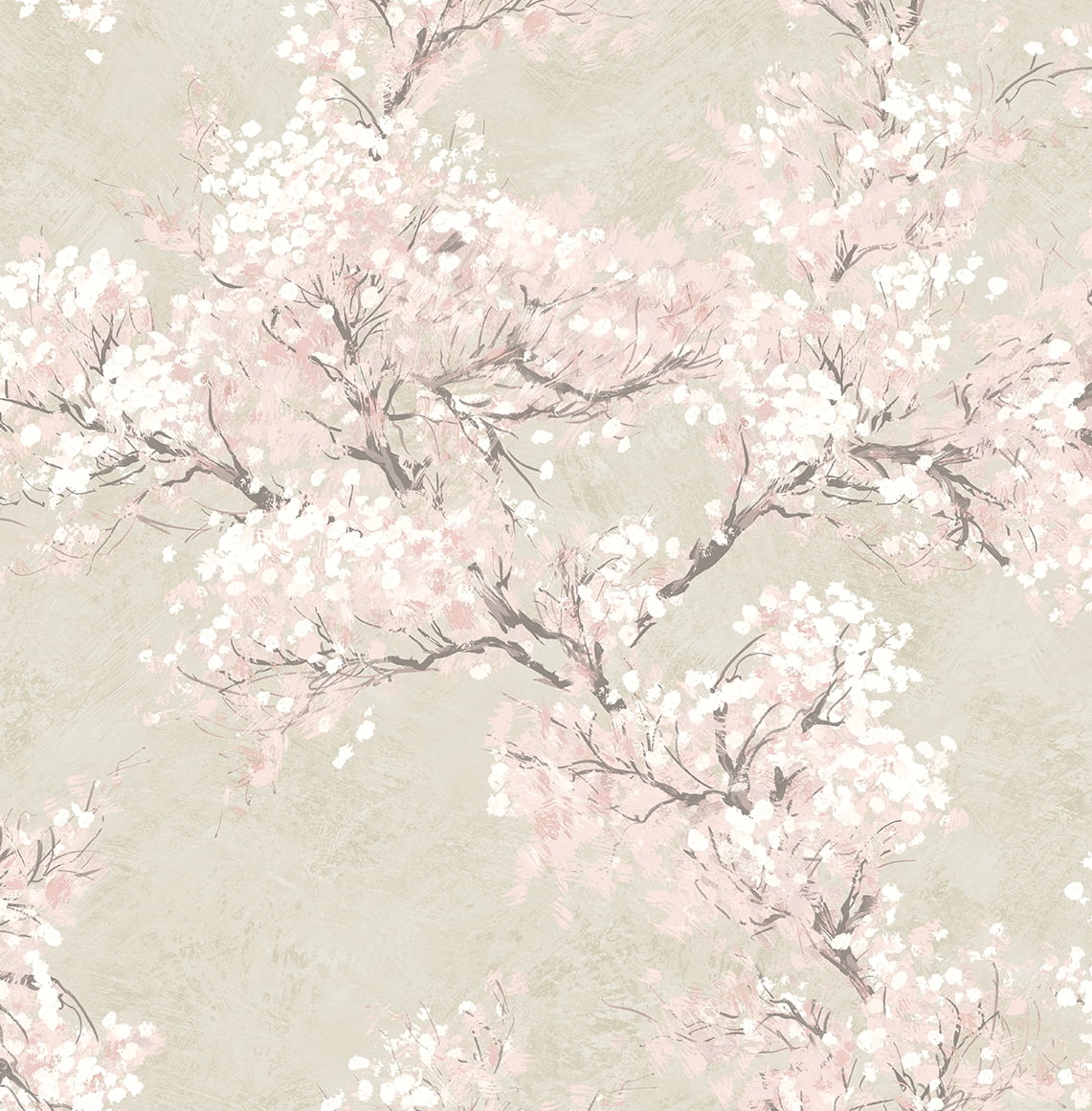 NextWall  Cherry Blossom Grove and Stick Wallpaper 20.5 in. W x 18 ft. L - Parchment & Rose