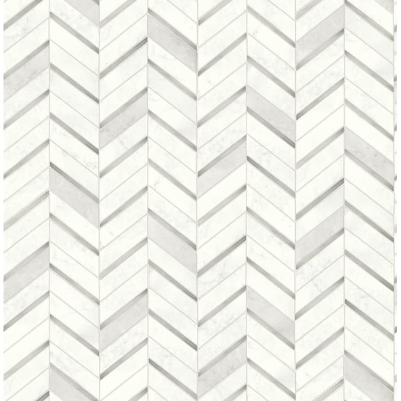 NextWall Chevron Marble Tile Peel and Stick Wallpaper