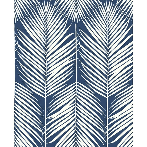 NextWall Coastal Blue Palm Silhouette Peel and Stick Wallpaper
