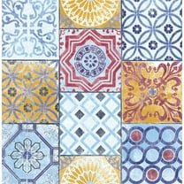 NextWall Colorful Moroccan Tile Peel and Stick Wallpaper