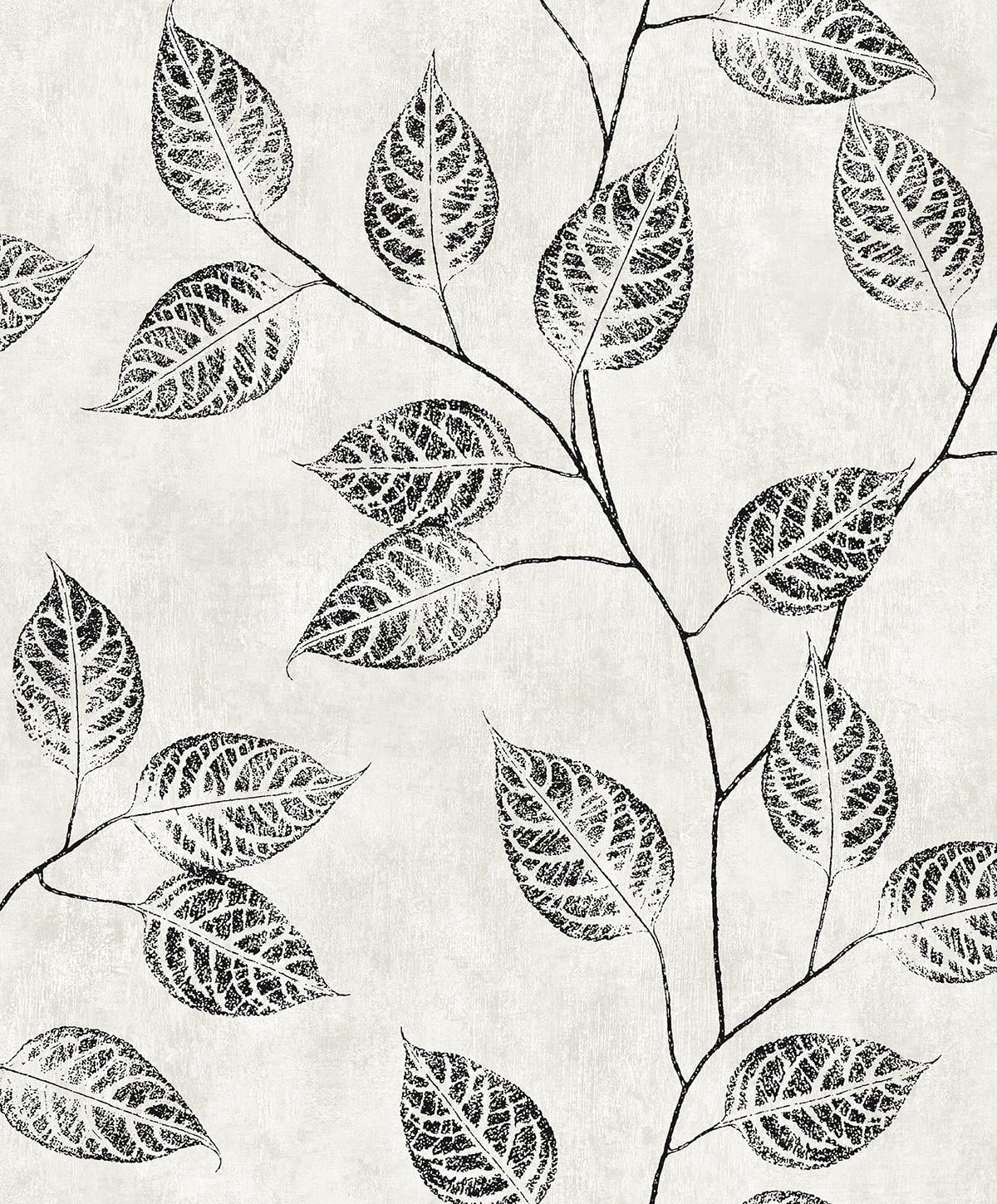 NextWall Contrast Leaf Silhouette Peel and Stick Wallpaper - 20.9 in. W x 18 ft. L Roll