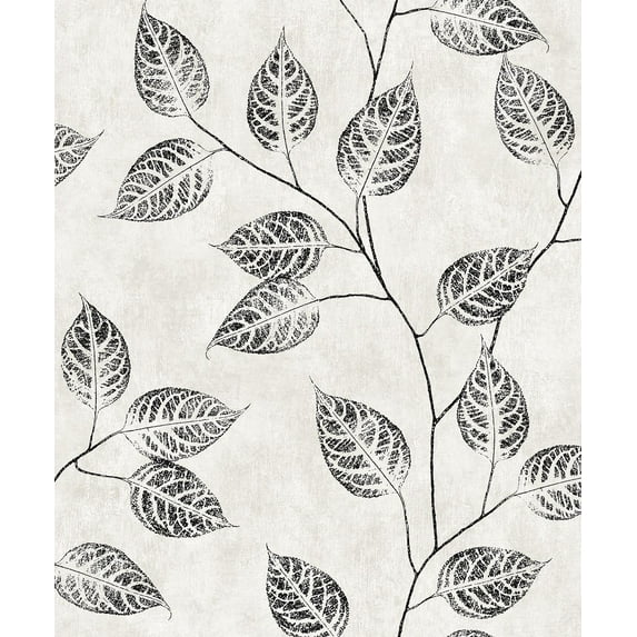 NextWall Contrast Leaf Silhouette Peel and Stick Wallpaper - 20.9 in. W x 18 ft. L Roll