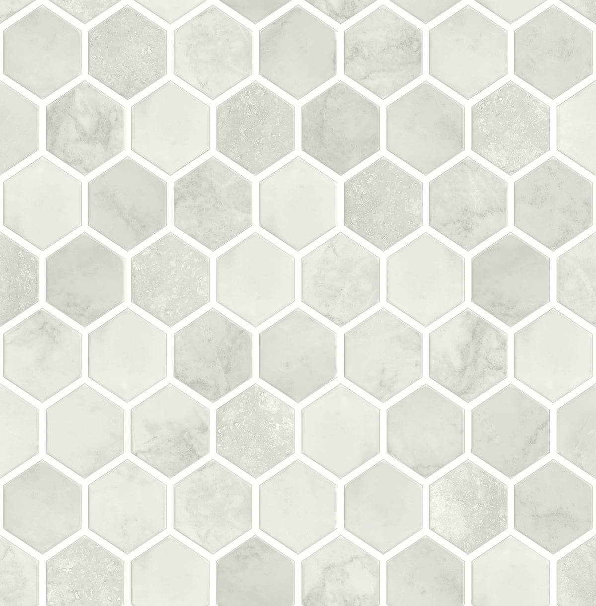 NextWall Cream Neutral Inlay Hexagon Peel and Stick Wallpaper