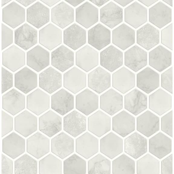 NextWall Cream Neutral Inlay Hexagon Peel and Stick Wallpaper