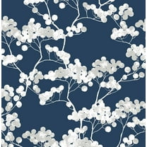 NextWall Cyprus Blossom Peel and Stick Wallpaper (Navy Blue & Gray)