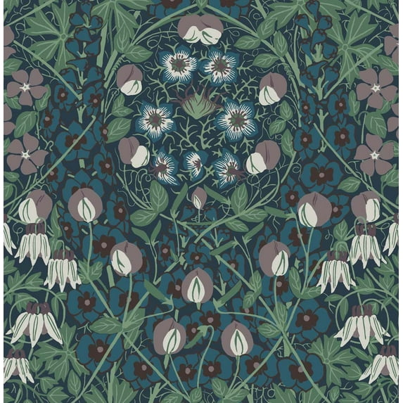 NextWall Deep Ocean & Purple Haze Tulip Garden Peel and Stick Wallpaper