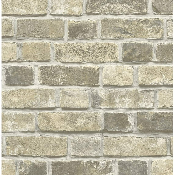 NextWall Distressed Faux Brick Peel and Stick Wallpaper (Neutral)
