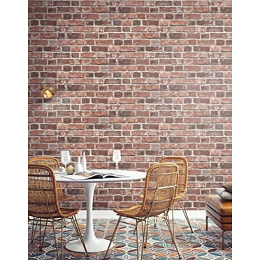 NextWall Red Brick Peel and Stick Wallpaper, Removable with Distressed ...