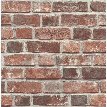 NextWall Distressed Red Brick Peel and Stick Wallpaper