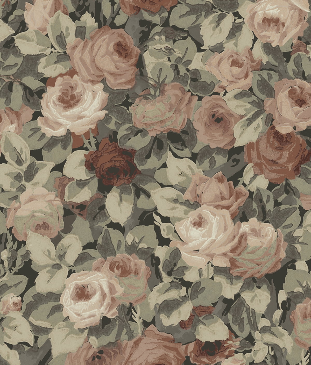 Dusty Mauve and Ash Grey Floral Self-Adhesive Wallpaper